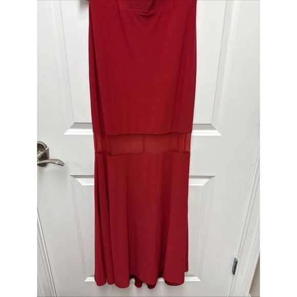 Mac Duggal Size 8 Red 11698 Sheer Mesh Panel Detail Column Gown Dress New Prom - Picture 6 of 9